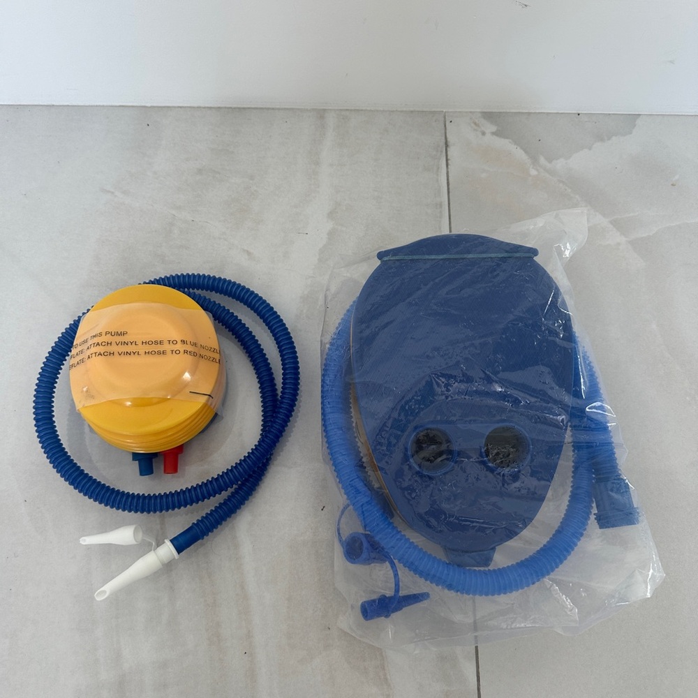 2 New Plastic Hand or Foot Pumps Small and Large For Quick Inflates and Deflates